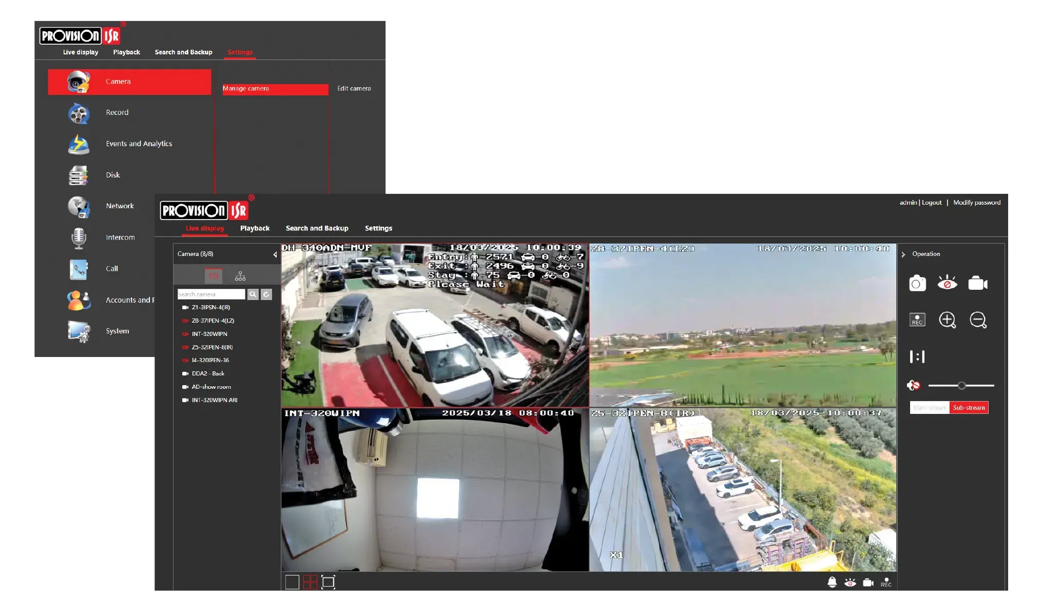 Giao diện camera Provision